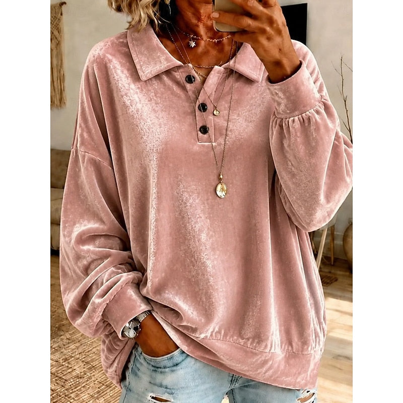 Sweter damski polo z bufiastymi rękawami