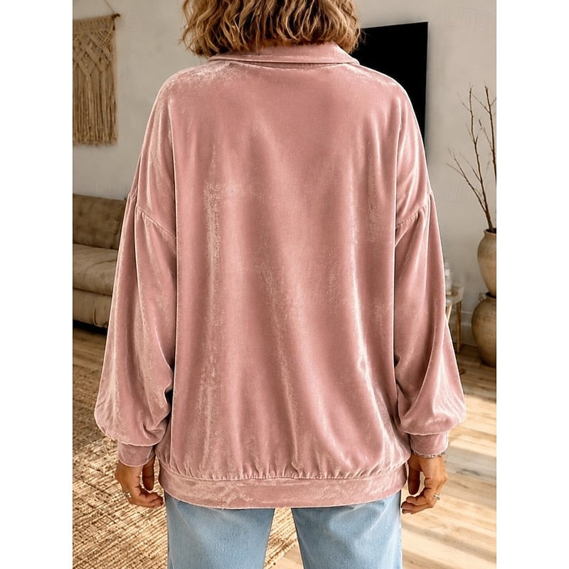 Sweter damski polo z bufiastymi rękawami