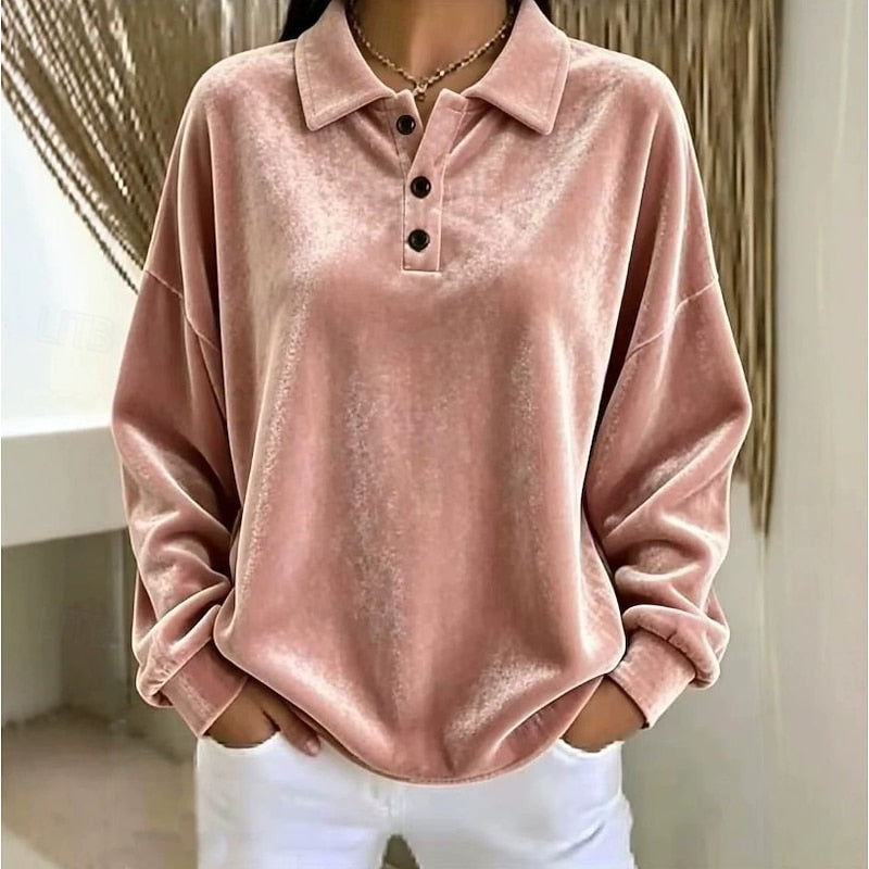 Sweter damski polo z bufiastymi rękawami