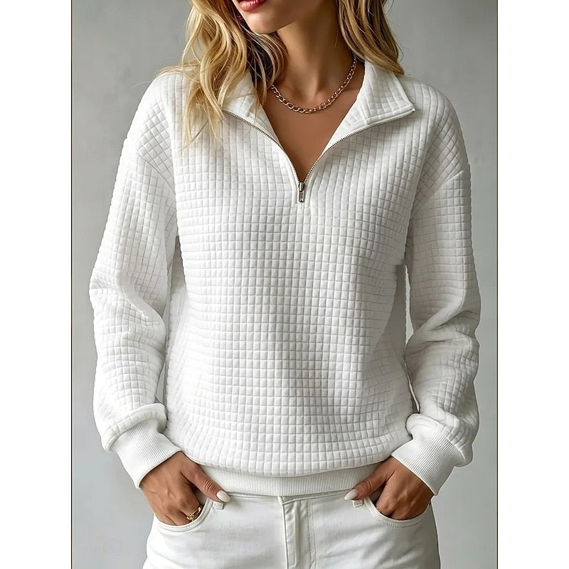 Sweter damski z krótkim zamkiem i stójką