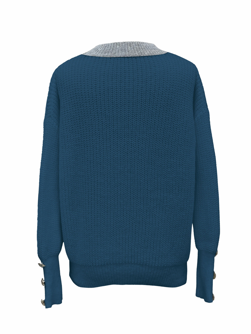 Sweter damski z dekoltem w serek i ozdobnymi guzikami