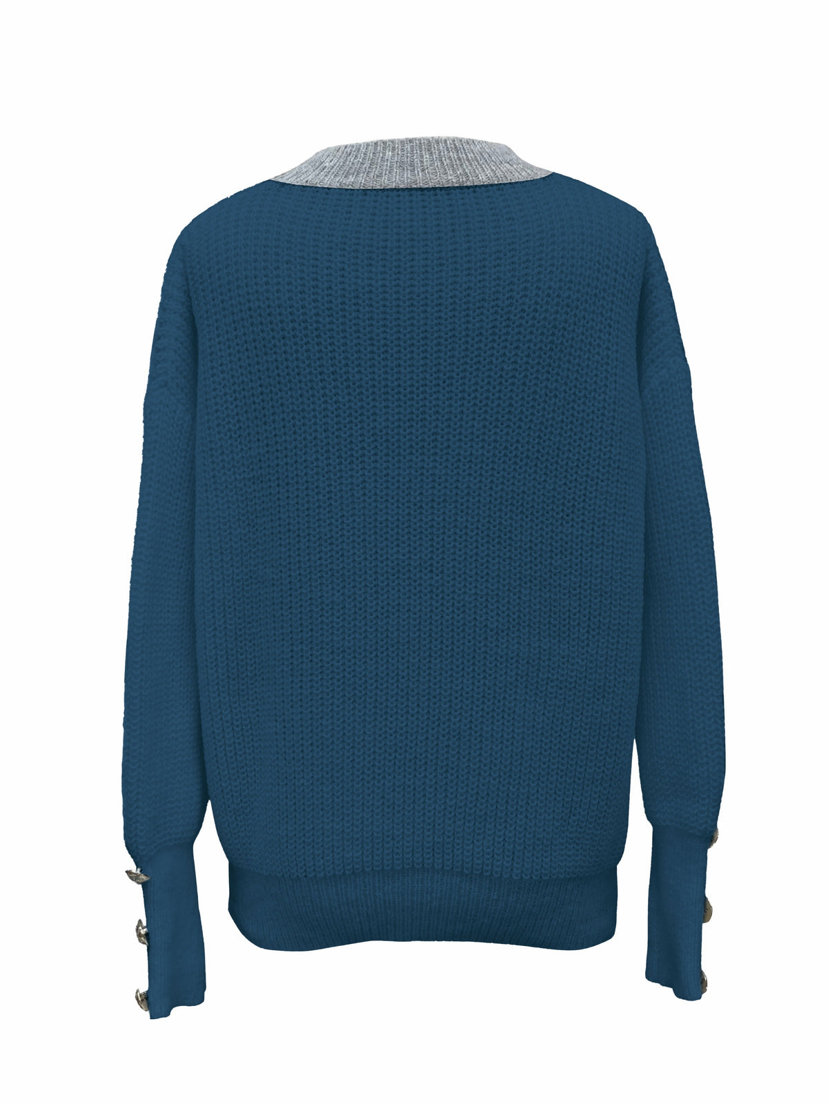 Sweter damski z dekoltem w serek i ozdobnymi guzikami