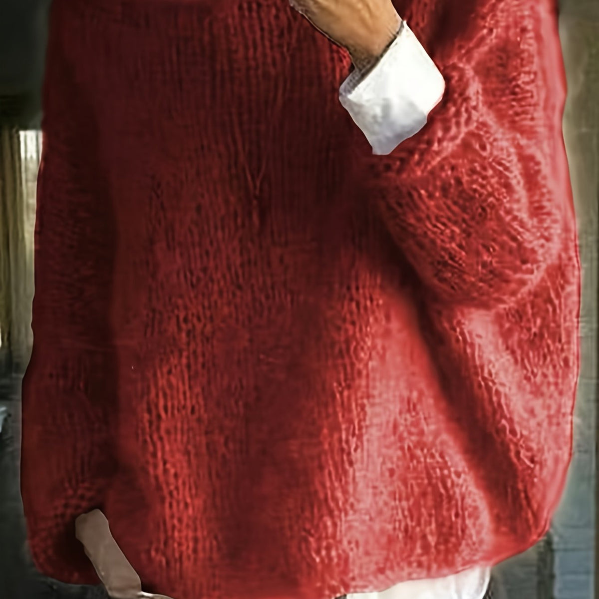 Puszysty sweter damski z grubym splotem