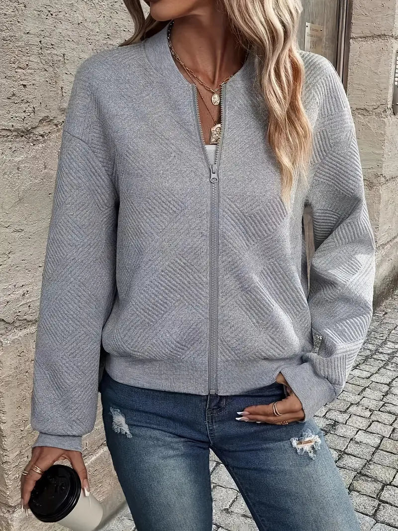 Jessica – Kardigan damski na zamek o teksturowanym wykończeniu