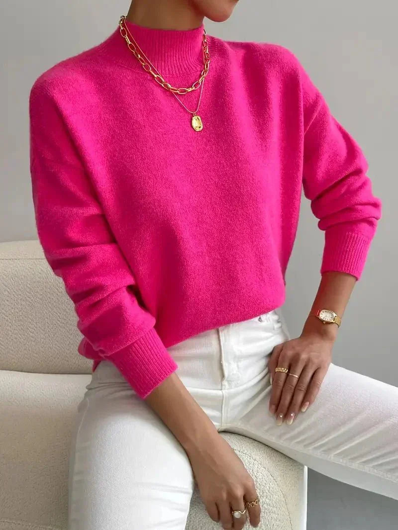 Yvonne – Elegancki sweter damski z wysokim kołnierzem