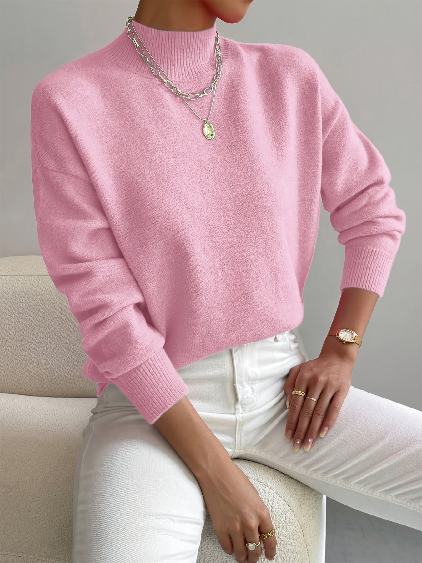 Yvonne – Elegancki sweter damski z wysokim kołnierzem